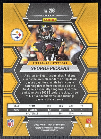 George Pickens 2023 Panini Mosaic Reactive Blue Mosaic Steelers Sports Trading Cards
