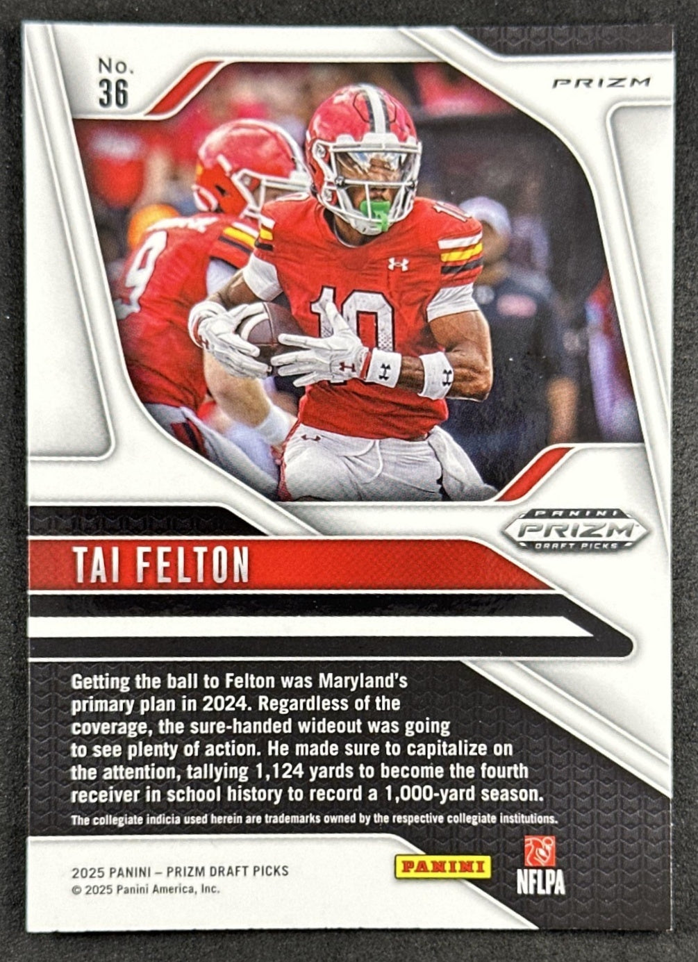 Tai Felton 2025 Panini Prizm Draft Picks Purple Wave Terrapins Vikings