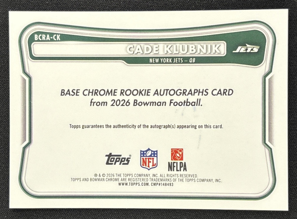 Cade Klubnik 2026 Bowman Chrome Rookie Auto Jets