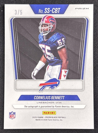Cornelius Bennett 2025 Panini Prizm Black Sensational Signatures Gold Vinyl FOTL /5 Bills