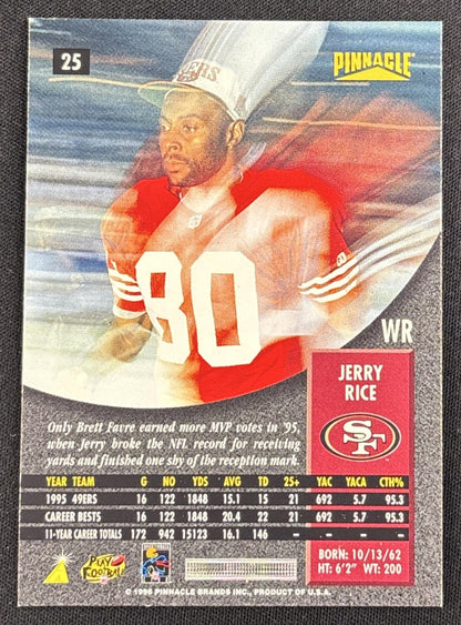 Jerry Rice 1996 Pinnacle Foil 49ers Sports Trading Card