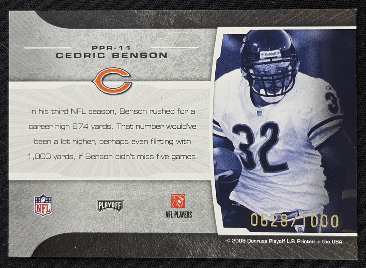 Cedric Benson 2008 Playoff Prestige Prestigious Pros Blue /1000 Bears - back