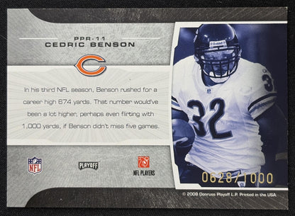Cedric Benson 2008 Playoff Prestige Prestigious Pros Blue /1000 Bears - back