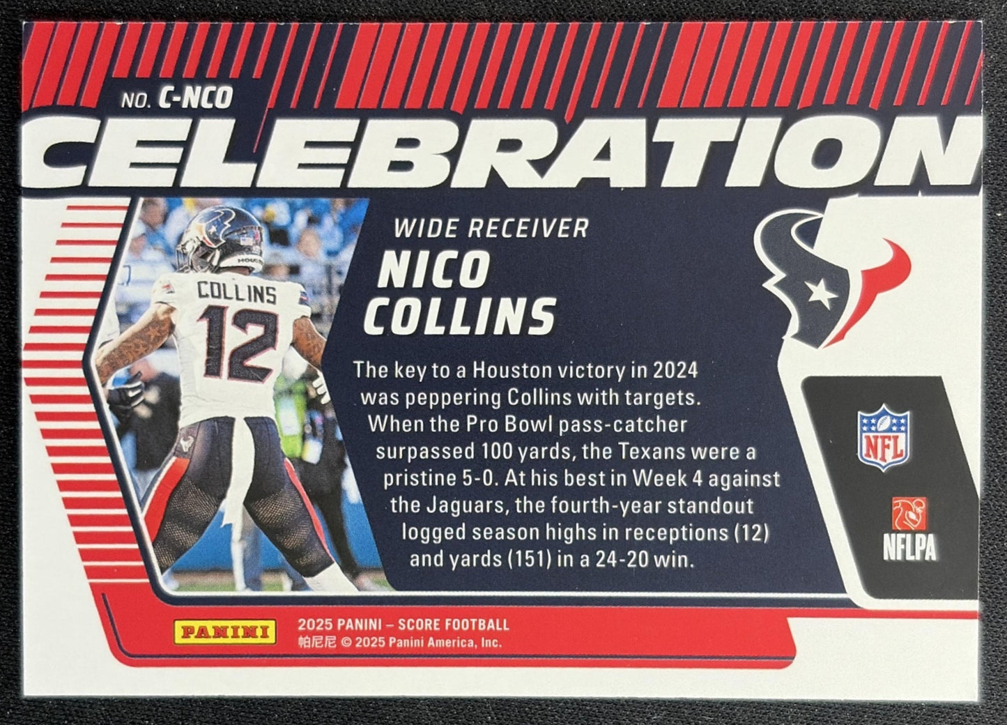 Nico Collins 2025 Panini Score Celebration Texans Sports Trading Cards