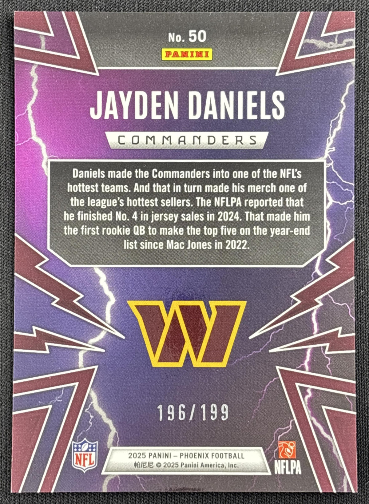 Jayden Daniels 2025 Panini Phoenix Thunderbirds Silver Winter Prizm /199 Commanders