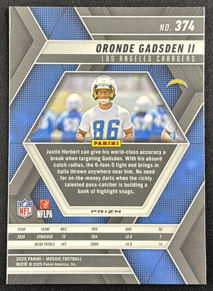 Oronde Gadsden II 2025 Panini Mosaic Rookies Reactive Purple Prizm Chargers
