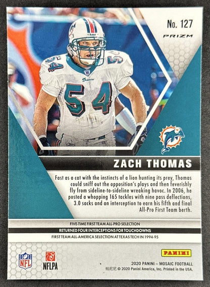 Zach Thomas 2020 Panini Mosaic Prizm Camo Pink Dolphins Sports Trading Card