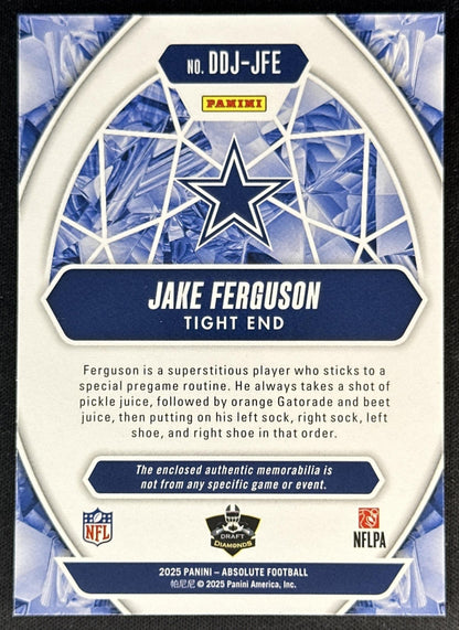 Jake Ferguson 2025 Panini Absolute Draft Diamonds Jersey Cowboys