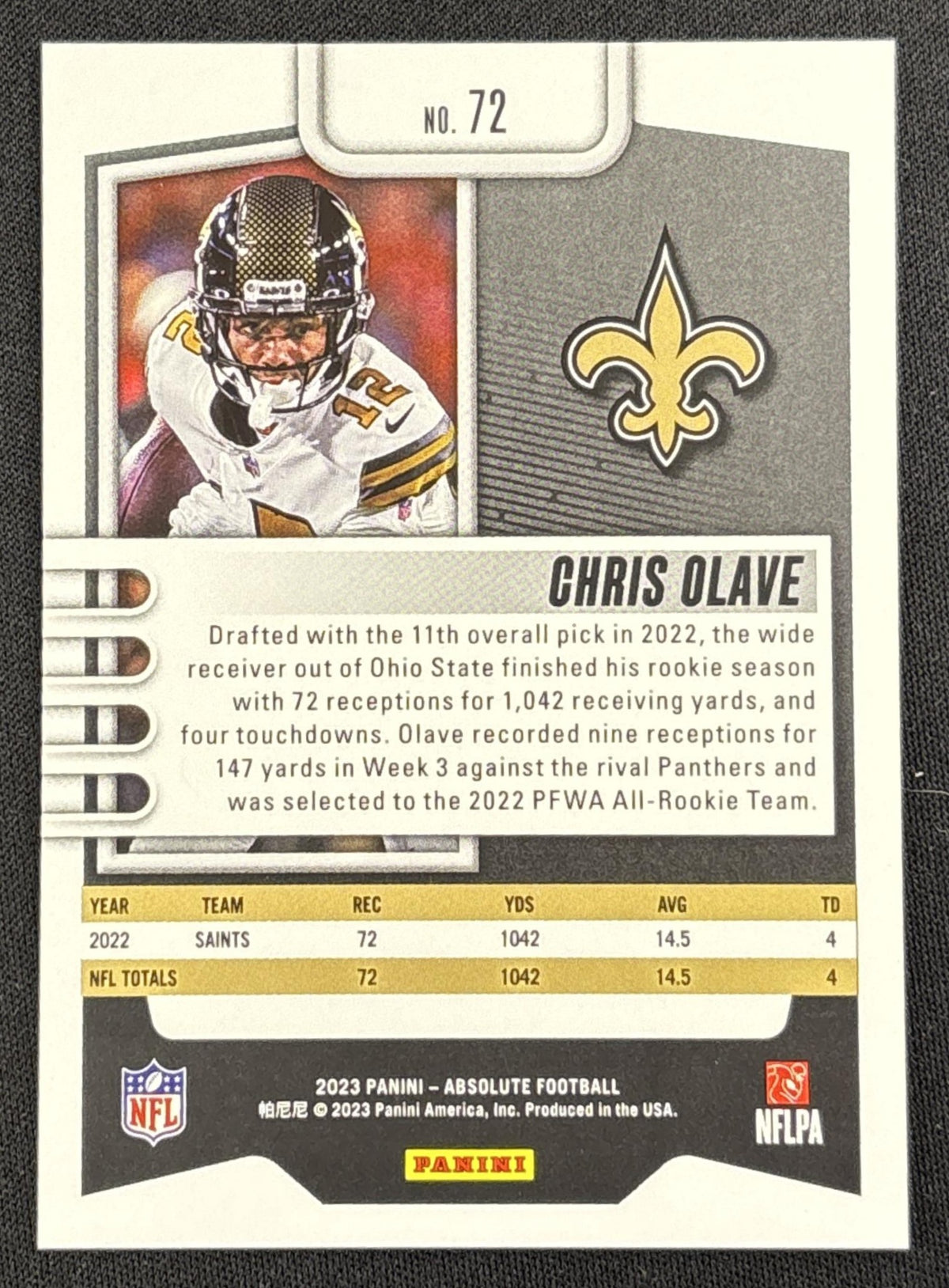 Chris Olave 2023 Panini Absolute Red Squares /499 Saints