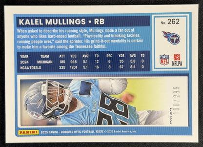 Kalel Mullings 2025 Panini Donruss Optic Rated Rookie Orange Prizm /299 Titans Sports Trading Cards