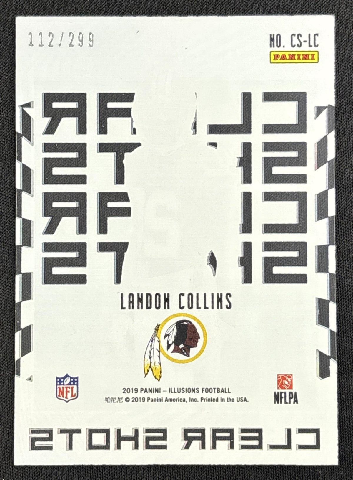 Landon Collins 2019 Panini Illusions Clear Shots Blue /299 Redskins