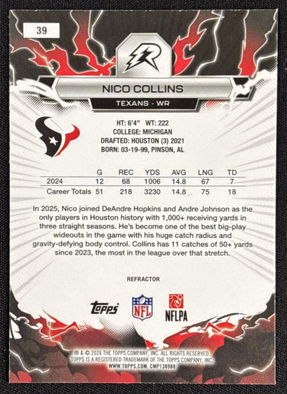 Nico Collins 2025 Topps Resurgence Refractor Texans
