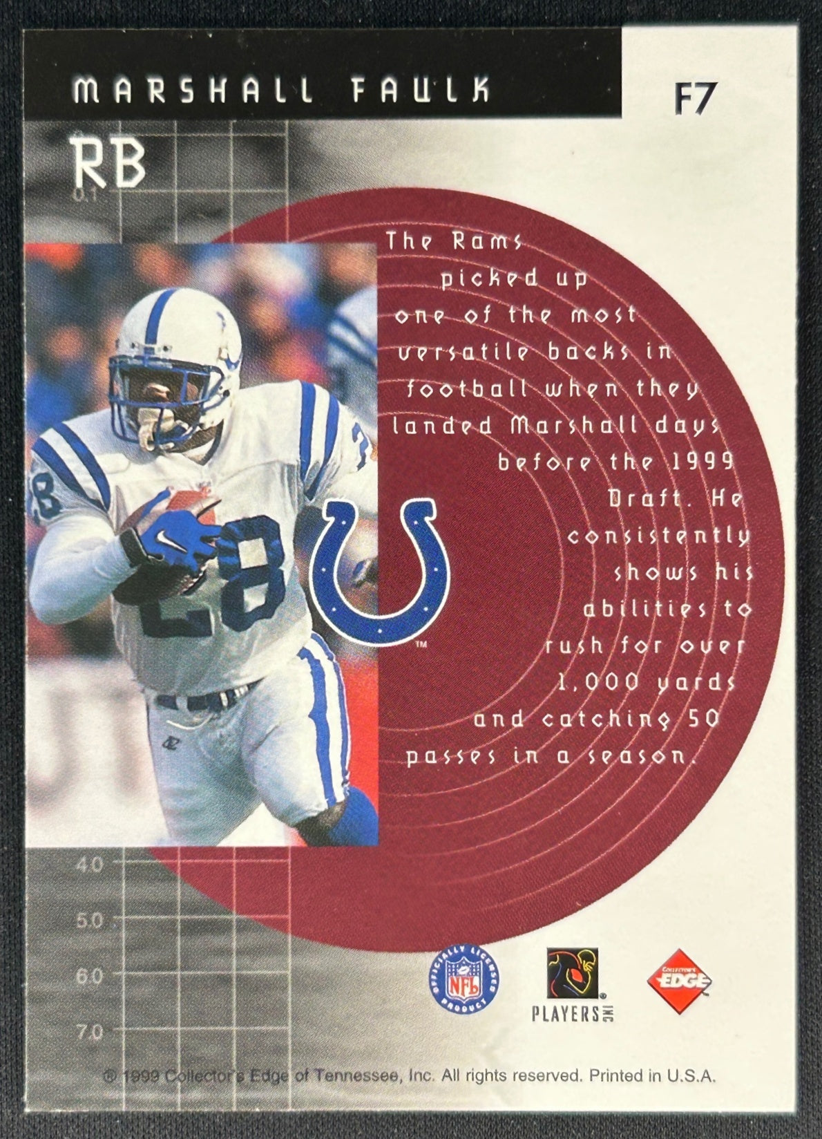 Marshall Faulk 1999 Fury Forerunners Colts