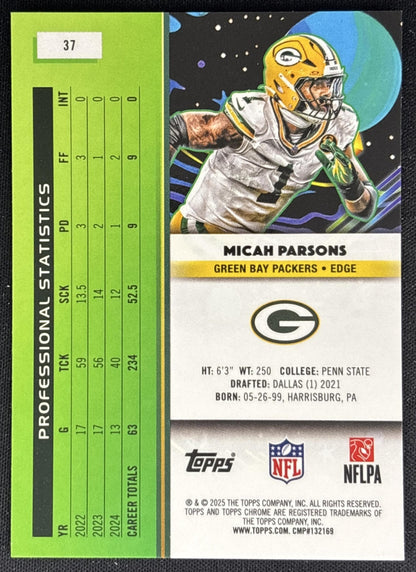 Micah Parsons 2025 Topps Cosmic Chrome Packers back