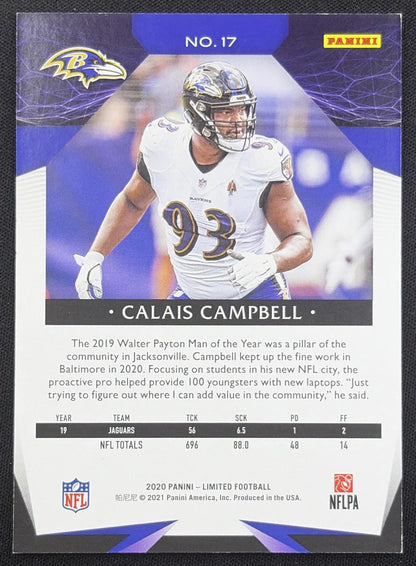 Calais Campbell 2020 Panini Limited Ruby Spotlight /49 Ravens