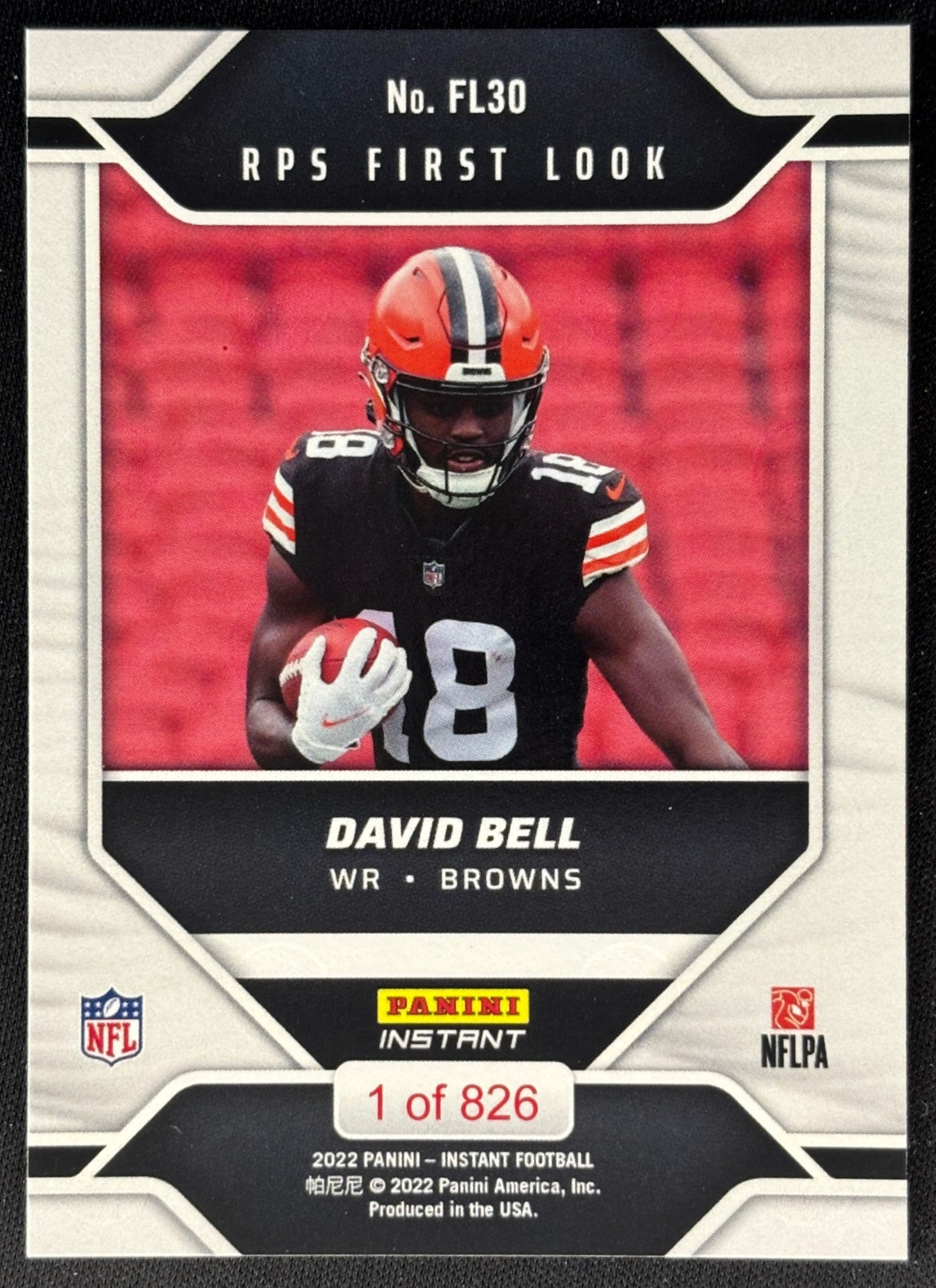 David Bell 2022 Instant NFL RPS First Look Browns Sports Trading Card