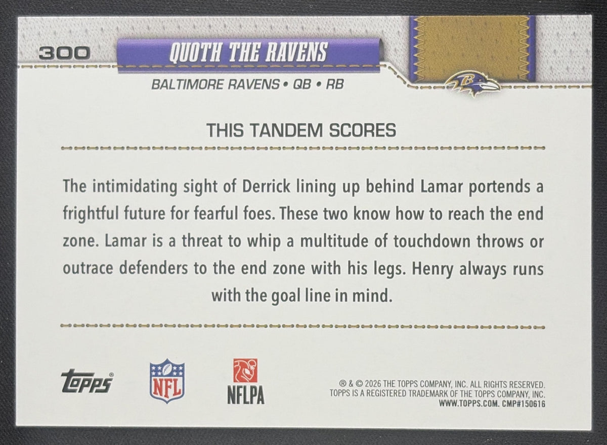 Quoth The Ravens 2026 Topps Fanatics Foil Sports Trading Card