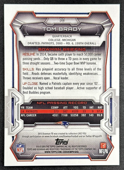 Tom Brady 2015 Bowman Patriots back