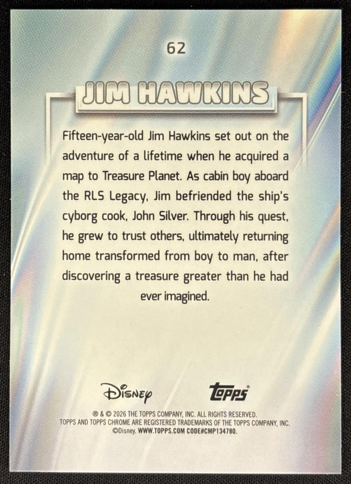 Jim Hawkins 2026 Topps Chrome Disney Treasure Planet back
