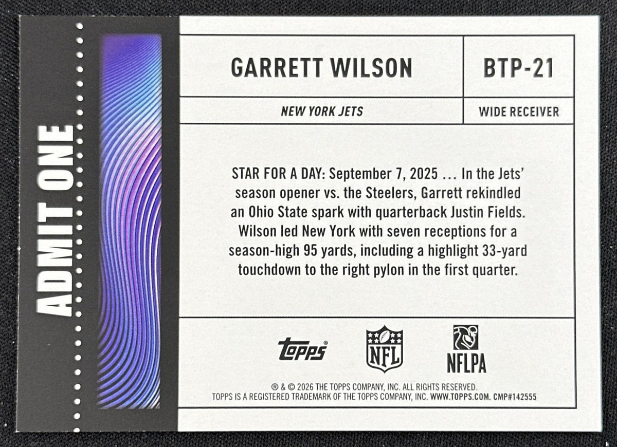 Garrett Wilson 2026 Topps Flagship Big Ticket Players Jets