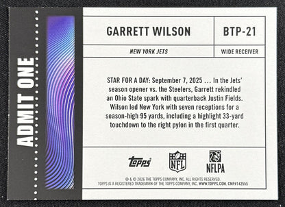Garrett Wilson 2026 Topps Flagship Big Ticket Players Jets