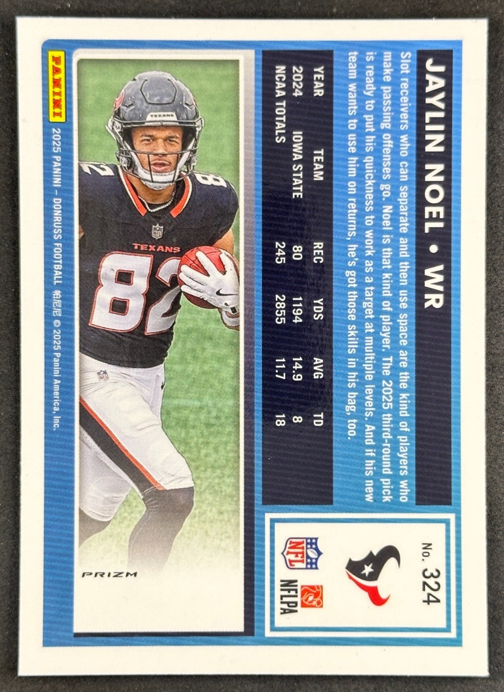 Jaylin Noel 2025 Donruss Optic Rated Rookie Preview Pink Texans Football Card