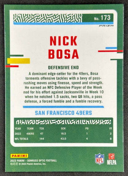 Nick Bosa 2023 Donruss Optic Holo Prizm 49ers - back