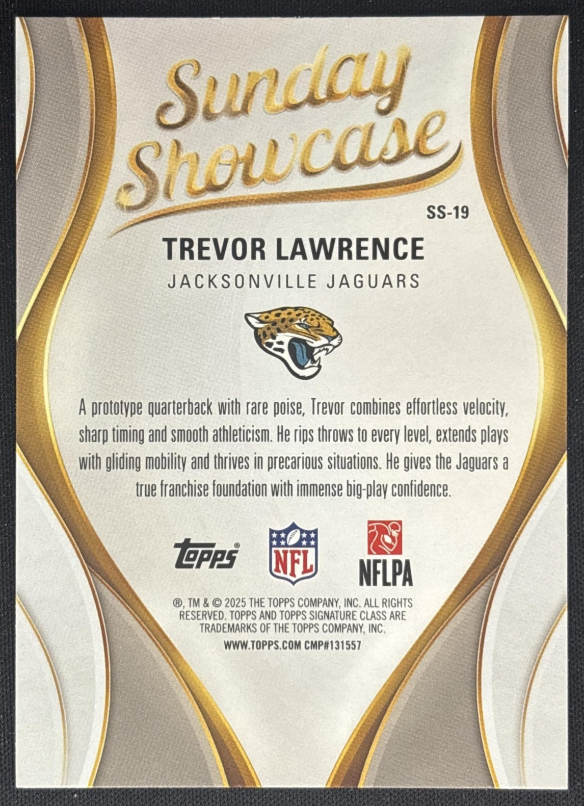 Trevor Lawrence 2025 Topps Signature Class Sunday Showcase Jaguars back