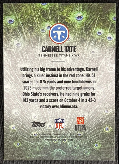 Carnell Tate 2026 Topps Struttin' Titans - back