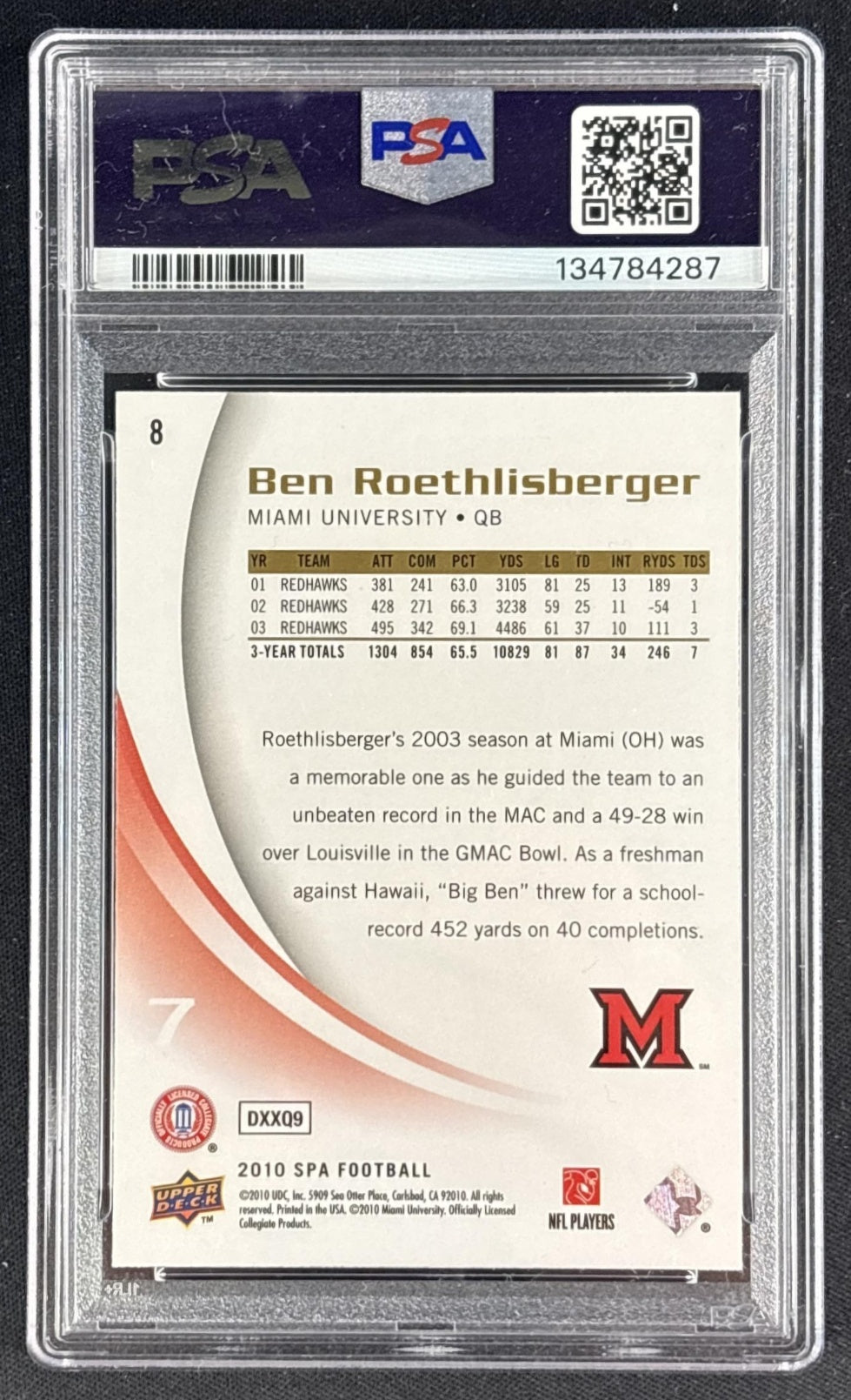 Ben Roethlisberger 2010 SP Authentic PSA 10 134784287 Sports Trading Cards