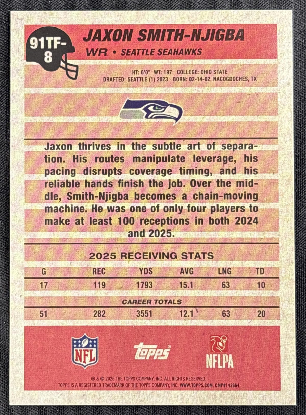 Jaxon Smith-Njigba 2026 Topps 1991 Crackle Foil Seahawks