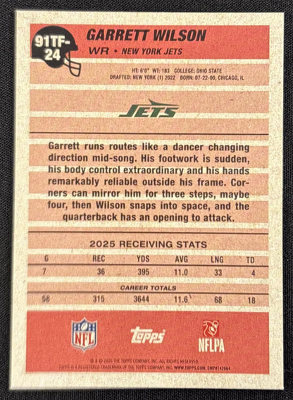 Garrett Wilson 2026 Topps 1991 Pink /1000 Jets