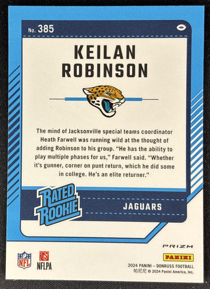 Keilan Robinson 2024 Panini Donruss Optic Rated Rookie Preview Red Wave Jaguars