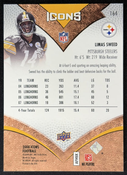 Limas Sweed 2008 Upper Deck Icons /750 Steelers back