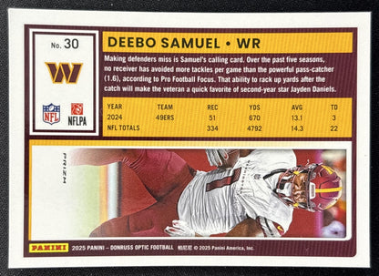 Deebo Samuel 2025 Panini Donruss Optic Stars Prizm Commanders