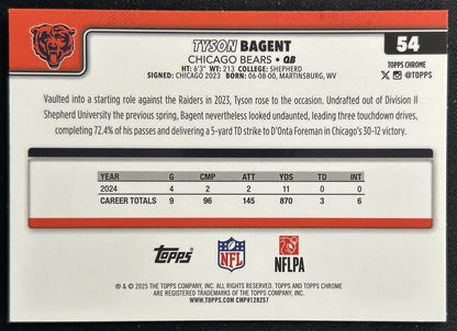 Tyson Bagent 2025 Topps Chrome Bears