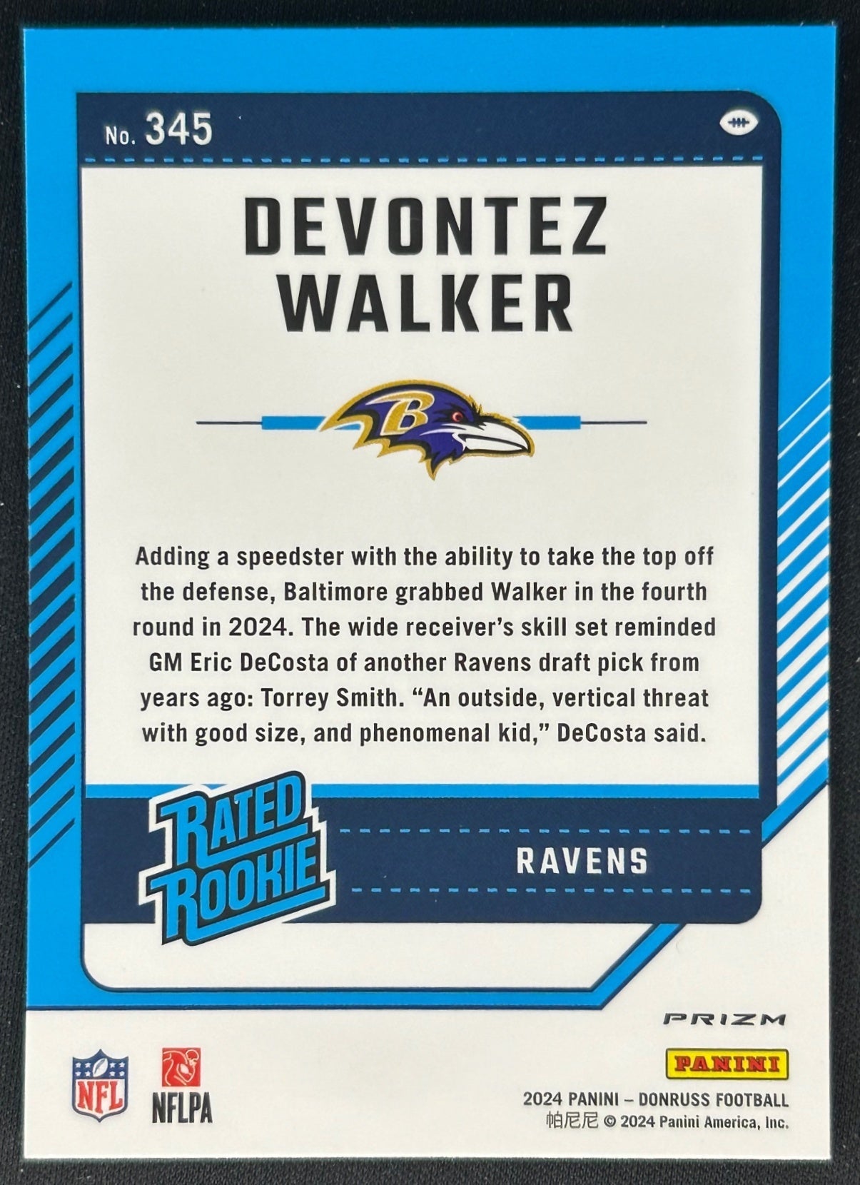 Devontez Walker 2024 Donruss Optic Rated Rookie Preview Red Wave Ravens Sports Trading Cards
