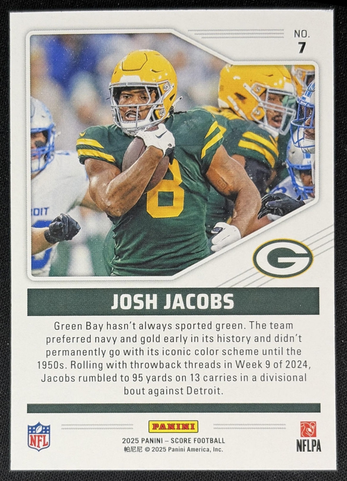 Josh Jacobs 2025 Panini Score Throwbacks Packers Sports Trading Cards
