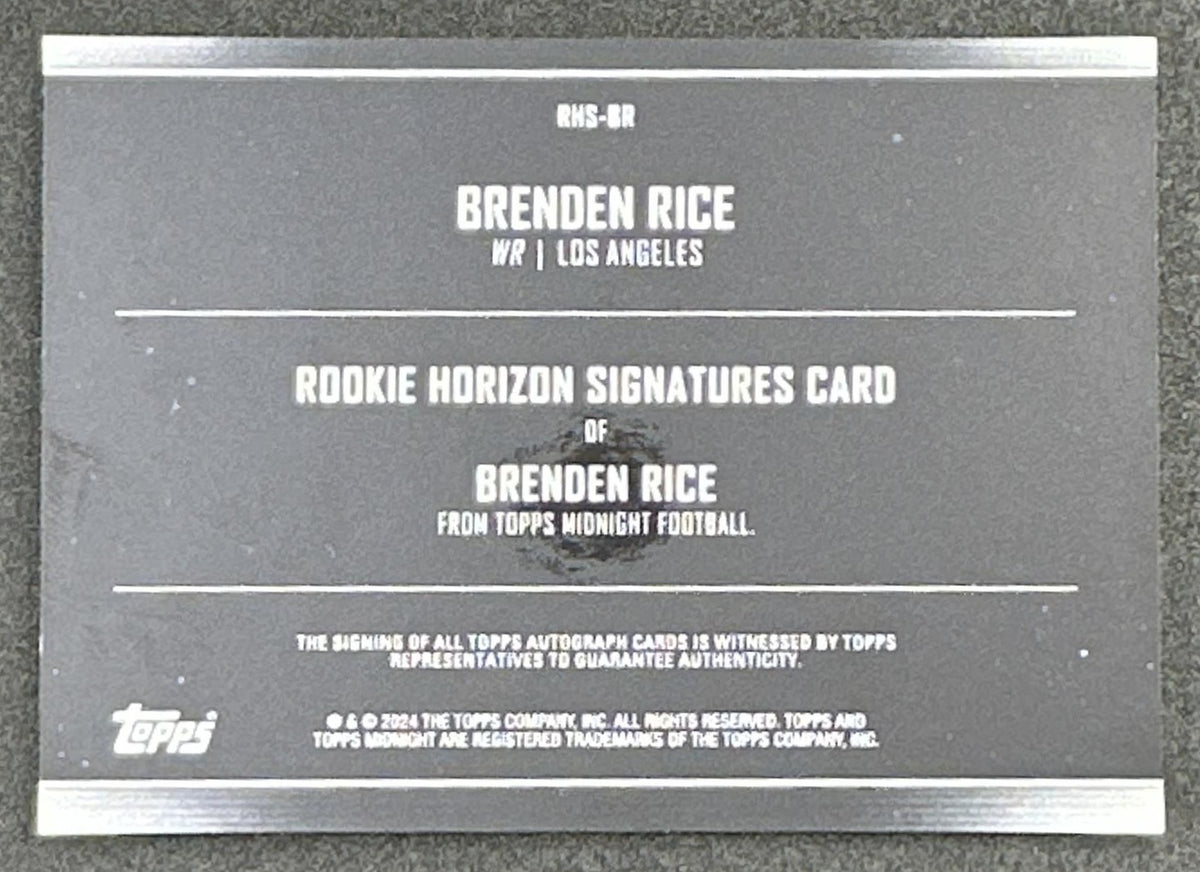 Brenden Rice 2024 Topps Midnight Rookie Horizon Signatures Chargers