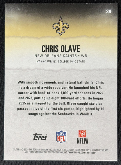 Chris Olave 2025 Topps Signature Class Veteran Blue & Yellow Foil Saints Sports Trading Cards