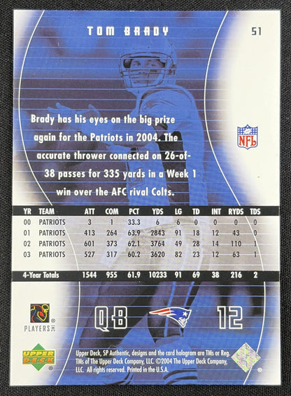Tom Brady 2004 SP Authentic Patriots