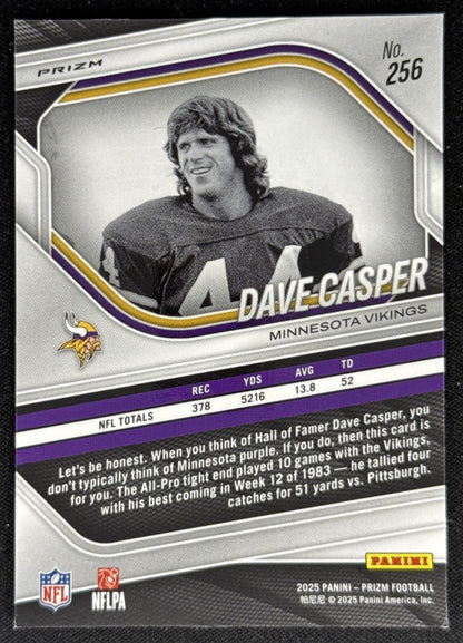 Dave Casper 2025 Panini Prizm Silver Vikings Sports Trading Card