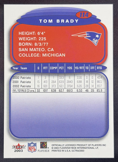 Tom Brady 2003 Fleer Ultra Patriots