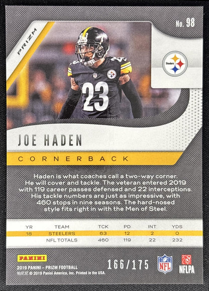 Joe Haden 2019 Panini Prizm Hyper /175 Steelers