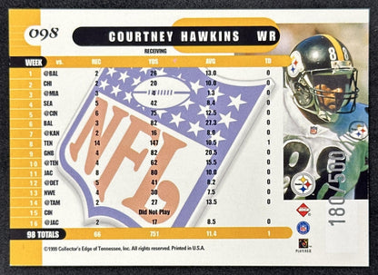 Courtney Hawkins 1999 Collector's Edge Supreme Galvanized /500 Steelers back