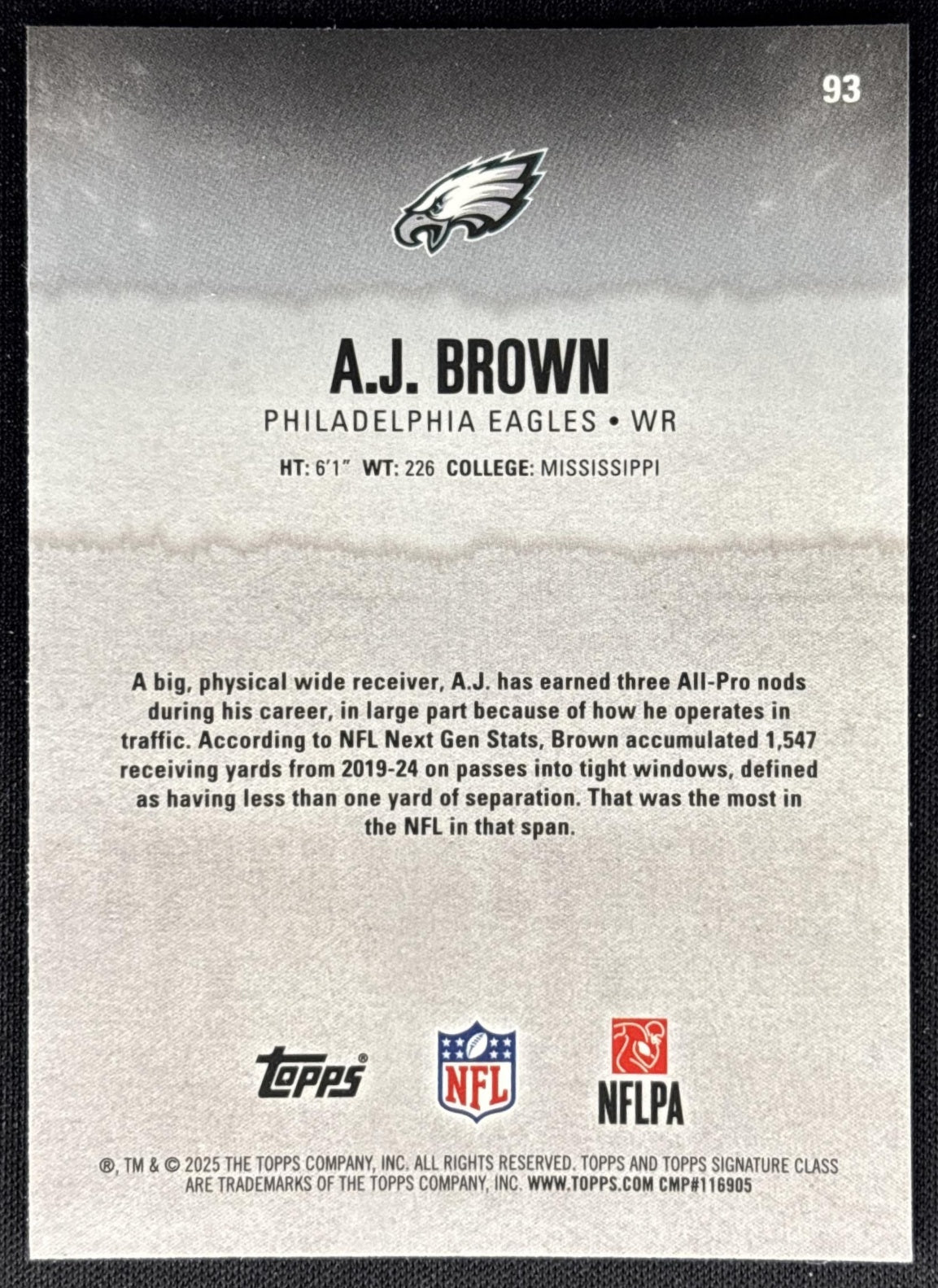 A.J. Brown 2025 Topps Signature Class Chrome Veteran Eagles Sports Trading Cards