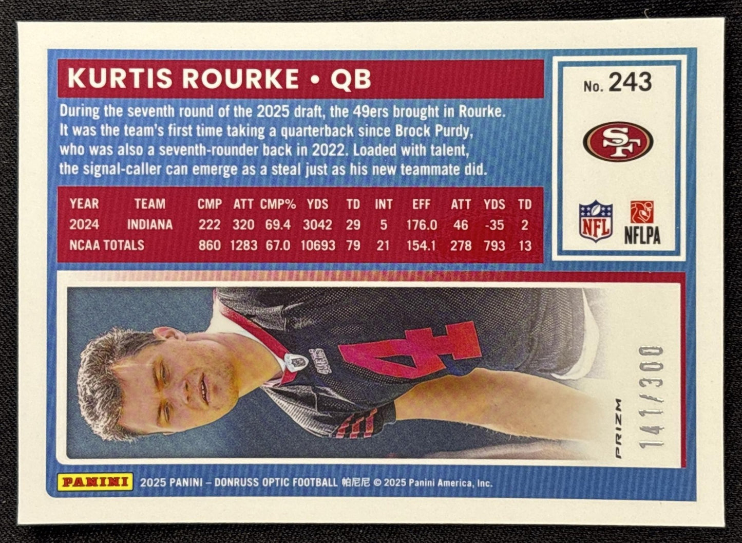 Kurtis Rourke 2025 Panini Donruss Optic Rated Rookie Wave Prizm /300 49ers