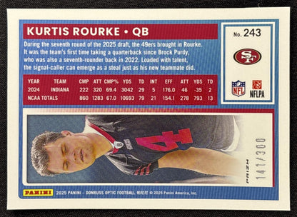 Kurtis Rourke 2025 Panini Donruss Optic Rated Rookie Wave Prizm /300 49ers