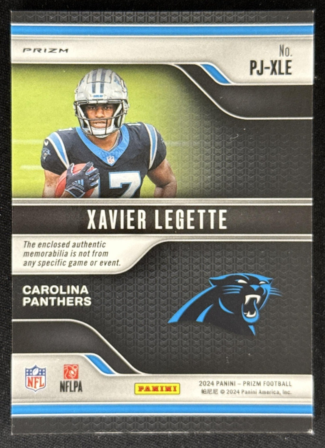 Xavier Legette 2024 Panini Prizm Premier Jerseys Panthers Sports Trading Card