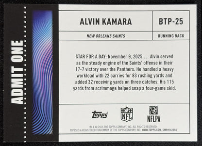 Alvin Kamara 2026 Topps Big Ticket Players Saints back